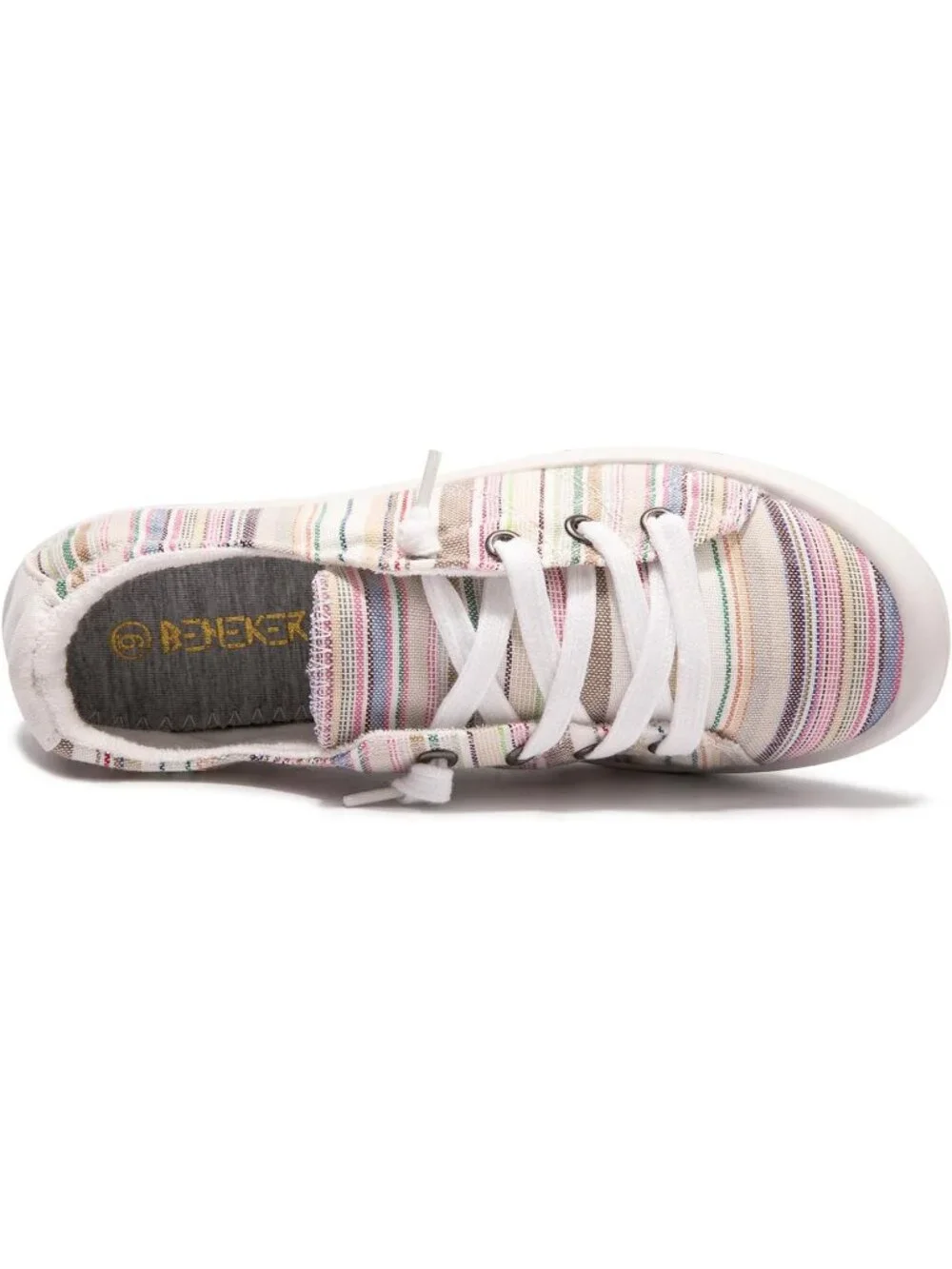 Womens Color Stripe Tennis Shoes Classic Canvas Low Top Athletic Running Sneaker
